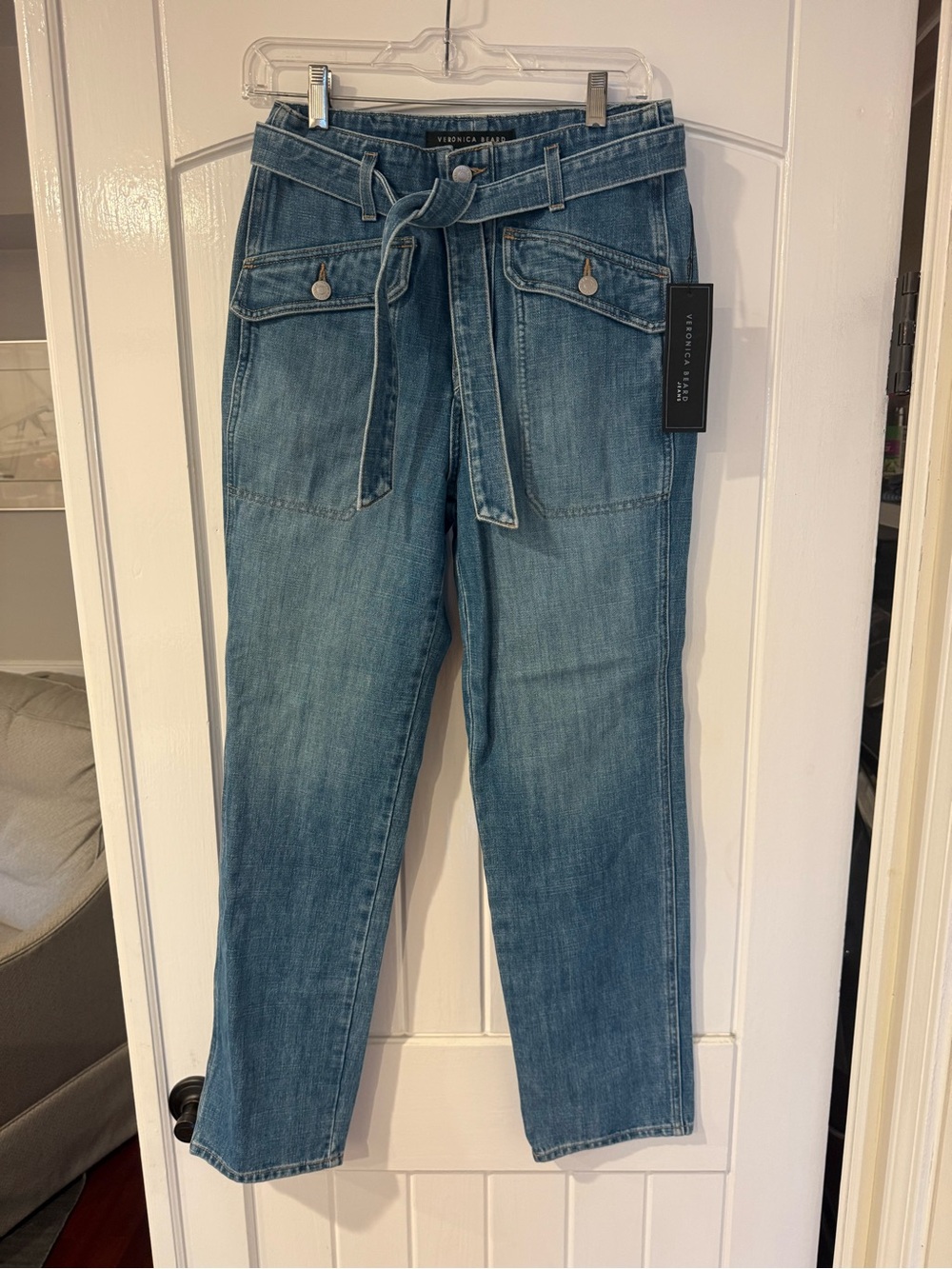 Veronica Beard Straight-Leg Jeans in Medium Blue Wash